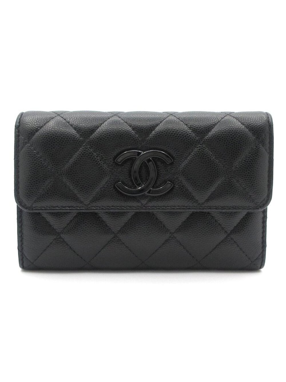 Chanel Trifold Wallet Quilted Black